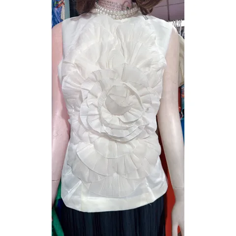 Áo kiểu cách điệu sang trọng Hàng có sẵn giao ngay Giá 280k Size SMLXL, dưới 70kg mặc đẹp Màu kem Dễ dàng phối chân váy