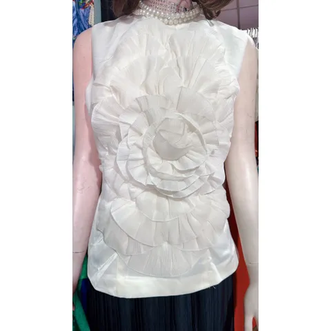 Áo kiểu cách điệu sang trọng Hàng có sẵn giao ngay Giá 280k Size SMLXL, dưới 70kg mặc đẹp Màu kem Dễ dàng phối chân váy