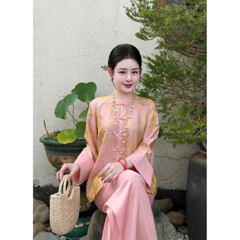 Set Bộ Lam Gấm tencel tơ Tằm Ánh Kim Cao Cấp Hàng có sẵn giao ngay Dưới 65kg mặc đẹp Giá 390k Chất liệu tơ nha xá