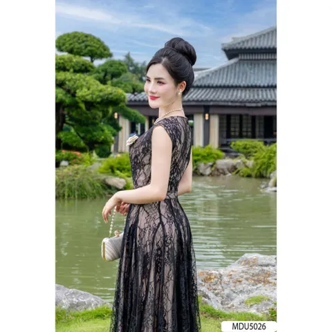 Đầm ren cao cấp thiết kế cổ thuyền đầm xòe công sở dự tiệc sang trọng Hang có sẵn giao ngay L Đủ size SML