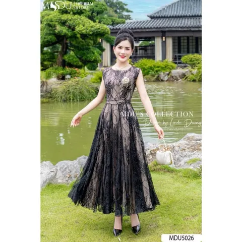 Đầm ren cao cấp thiết kế cổ thuyền đầm xòe công sở dự tiệc sang trọng Hang có sẵn giao ngay L Đủ size SML