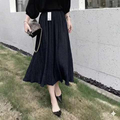 Chân váy nữ đẹp form rộng, chất liệu mềm mịn mát mát, váy đẹp Màu đen , trắng, nâu, co giãn dễ mặc Dưới 70kg mặc đẹp