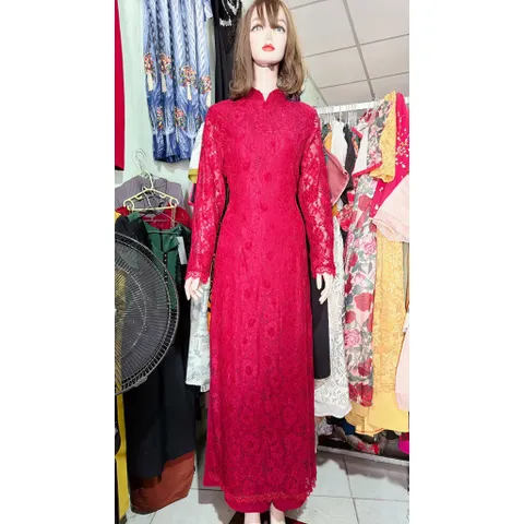 Set áo dài ren siêu đẹp + quần Hàng có sẵn giao ngay Đủ size SMLXL Màu đỏ đô Giá 450k/ cả set gồm áo dài + quần