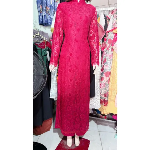 Set áo dài ren siêu đẹp + quần Hàng có sẵn giao ngay Đủ size SMLXL Màu đỏ đô Giá 450k/ cả set gồm áo dài + quần