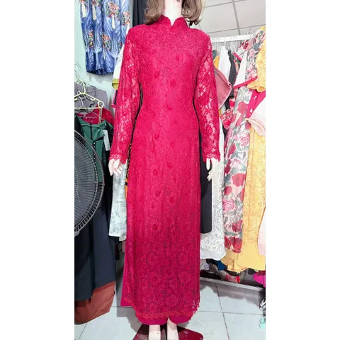 Set áo dài ren siêu đẹp + quần Hàng có sẵn giao ngay Đủ size SMLXL Màu đỏ đô Giá 450k/ cả set gồm áo dài + quần