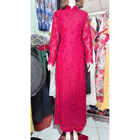 Set áo dài ren siêu đẹp + quần Hàng có sẵn giao ngay Đủ size SMLXL Màu đỏ đô Giá 450k/ cả set gồm áo dài + quần