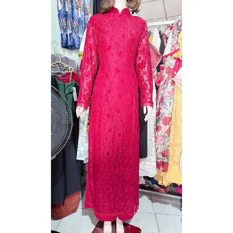 Set áo dài ren siêu đẹp + quần Hàng có sẵn giao ngay Đủ size SMLXL Màu đỏ đô Giá 450k/ cả set gồm áo dài + quần