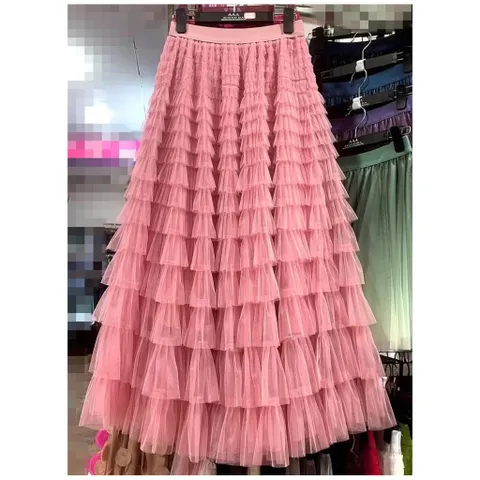 chân vay lưới ren nhiêu tầng dáng dài xòe rộng công chúa [dài váy 90-100cm] Hàng có sẵn giao ngay Màu hồng, trắng,đen