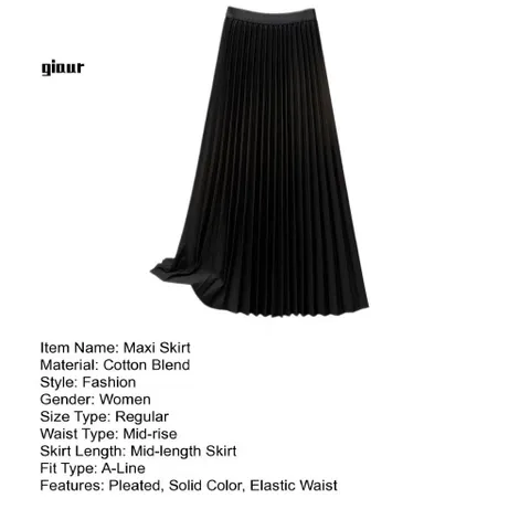 Chân Váy Maxi màu đen trơn Váy Maxi xếp ly cạp cao sang trọng Giá 250k Hàng có sẵn giao ngay Size SMLXL Eo dứoi 82cm