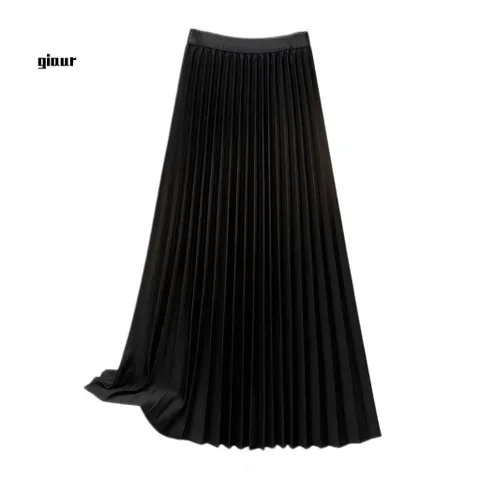 Chân Váy Maxi màu đen trơn Váy Maxi xếp ly cạp cao sang trọng Giá 250k Hàng có sẵn giao ngay Size SMLXL Eo dứoi 82cm