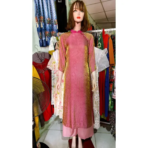 Áo Dài Cách Tân 2 Tà dáng suông ,Chất Liệu Vải Tơ Ánh Kim Óng ánh cao cấp Hàng có sẵn giao ngay Size SML ( eo dứoi 76cm)
