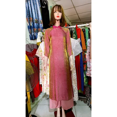 Áo Dài Cách Tân 2 Tà dáng suông ,Chất Liệu Vải Tơ Ánh Kim Óng ánh cao cấp Hàng có sẵn giao ngay Size SML ( eo dứoi 76cm)