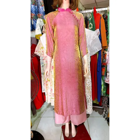 Áo Dài Cách Tân 2 Tà dáng suông ,Chất Liệu Vải Tơ Ánh Kim Óng ánh cao cấp Hàng có sẵn giao ngay Size SML ( eo dứoi 76cm)