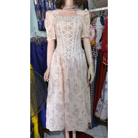 Đầm Tiều Thư Dáng Dài Chất Xô Thêu Hoa Đan Dây Ren  Hàng có sẵn giao ngay Đủ size SML, dưới 65kg mặc đẹp Giá 420k