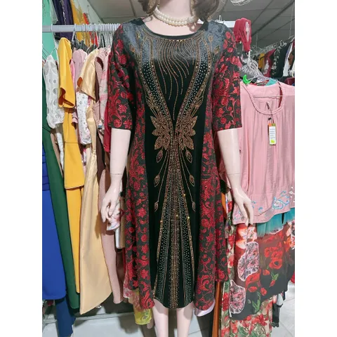 Đầm dạ hội trung niên chất nhũ kim sa phối nhung co giãn tốt, đính đá cao cấp cho mẹ dự tiệc sang trọng  Giá 390k