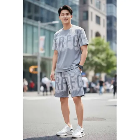 Bộ thể thao nam nữ unisex chất tổ ong in chữ thoáng mát