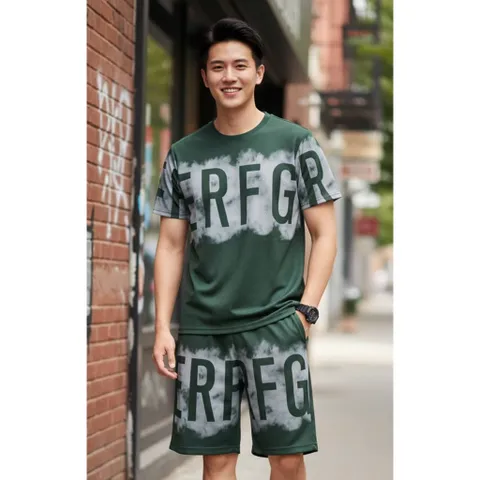 Bộ thể thao nam nữ unisex chất tổ ong in chữ thoáng mát
