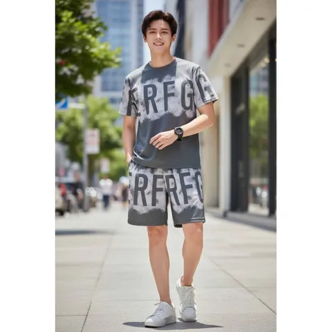 Bộ thể thao nam nữ unisex chất tổ ong in chữ thoáng mát