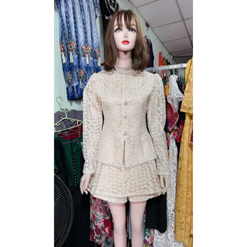 Set Áo Ren Hoa Cúc Thêu Tay Dài Và Quần Giả Váy Xếp Li  Hàng cao cấp Giá 450k/ cả set Hàng cao cấp Size SML