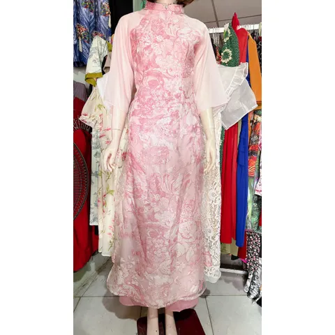 Áo Dài Cách Tân Voan Hoạ Tiết 4 Tà ,Áo Dài Đẹp Thanh Lịch Hàng có sẵn giao ngay L, eo dưới 76cm mặc đẹp Size SML