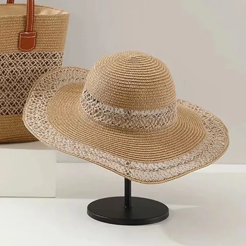 Mũ cói viền rộng mix viền lưới đường kính 45cm  Hàng có sẵn giao ngay Giá 180k