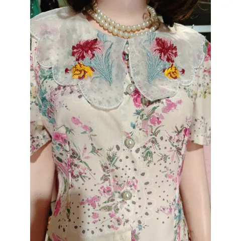 Set hoa cổ thêu gồm áo và chân váy Hàng có sẵn giao ngay 3xl Có đủ size tới 75kg Giá 299k/ cả set