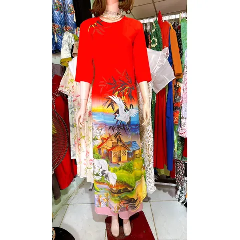 🌸🌹Áo dài 3D mẫu mới về chất vải lụa nhật siêu đẹp Gia 390k/ cả set, áo dài 290k, quần 100k Hàng có sẵn giao ngay XL