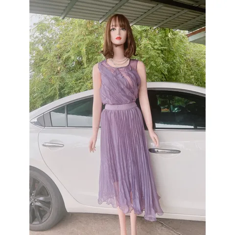 SET VÁY TƠ BÈO ĐI BIỂN, ĐI CHƠI XINH HẾT NƯỚC CHẤM Maù tím thuỷ chung Hàng có sẵn giao ngay Giá 390k/ cả set