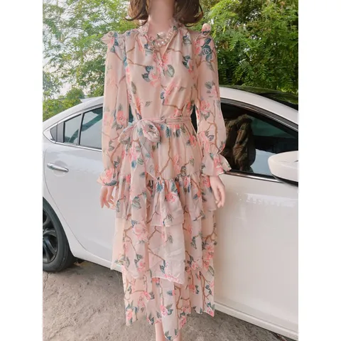 Váy voan hoa 3 tầng dài tay SML Giá 390k ( shop khác đang bán gần 8xx) Hàng có sẵn giao ngay Chất liệu tơ hoa nhẹ