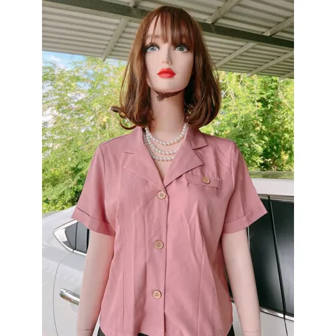 (Sẵn) Áo vest nữ tay ngắn màu hồng Giá 190k Hàng có sẵn giao ngay L Chất liệu tuyết mưa cao cấp