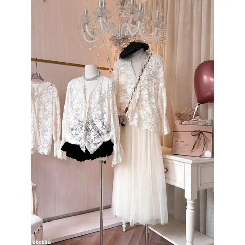 ao sơ mi ren bông tay dài siêu đẹp Hàng cao cấp Ren siêu đẹp Giá 290k, dễ phối đồ với quần và chân váy