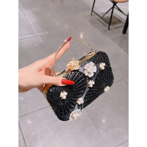 Túi cầm tay ngọc nhân tao hoa mới túi vuông nhỏ đính sequin lấp lánh cho tiệc Hàng có sẵn giao ngay