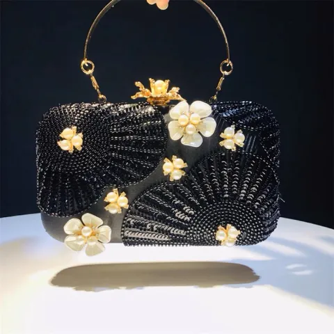 Túi cầm tay ngọc nhân tao hoa mới túi vuông nhỏ đính sequin lấp lánh cho tiệc Hàng có sẵn giao ngay