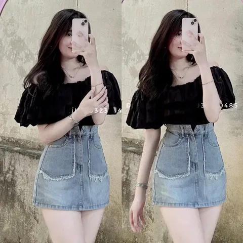CHÂN VÁY JEAN CÓ QUẦN TRONG TÚI RÁCH CÁ TÍNH Hàng có sẵn giao ngay M Size SM Chất liệu jean cao cấp Giá 150k