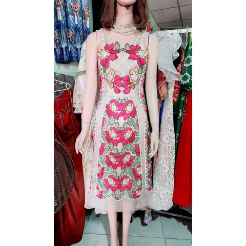 Đầm dự tiệc  ren cao cấp thanh lịch dáng chữ A hai dây đính kết , cover hãng Amy Hàng có sẵn giao ngay S Size S