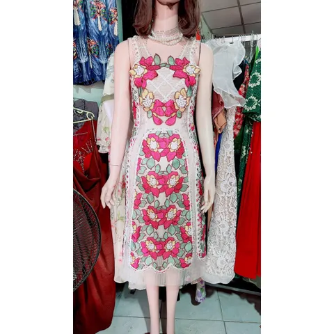 Đầm dự tiệc  ren cao cấp thanh lịch dáng chữ A hai dây đính kết , cover hãng Amy Hàng có sẵn giao ngay S Size S