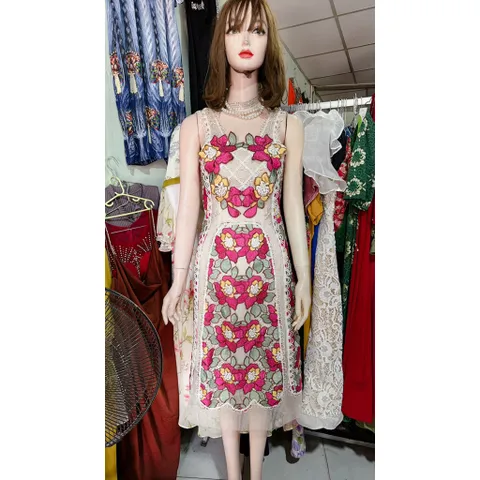 Đầm dự tiệc  ren cao cấp thanh lịch dáng chữ A hai dây đính kết , cover hãng Amy Hàng có sẵn giao ngay S Size S