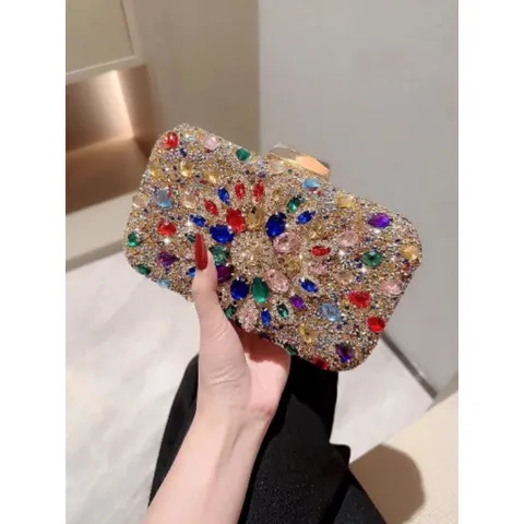 Túi cầm tay ngọc nhân tao đính lấp lánh kèm dây xích đeo chéo sang chảnh Hàng có sẵn giao ngay Giá 390k