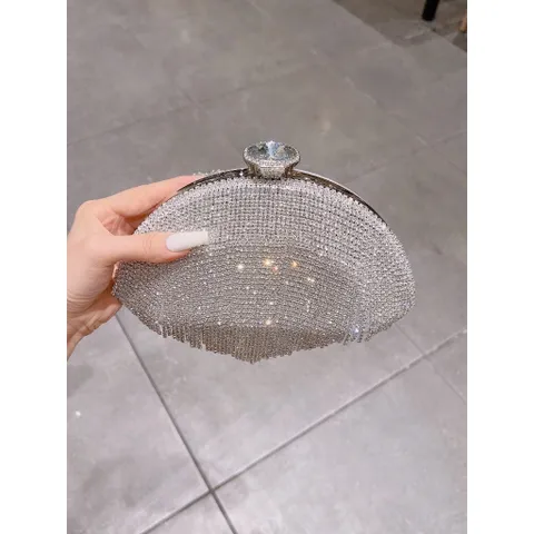 Túi đi tiệc Đá Tua Rua, đính đá sáng lấp lánh size 22cm Hàng có sẵn giao ngay Màu đen , trắng, gold Giá 390k/ cái