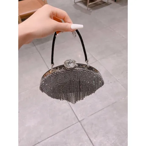 Túi đi tiệc Đá Tua Rua, đính đá sáng lấp lánh size 22cm Hàng có sẵn giao ngay Màu đen , trắng, gold Giá 390k/ cái