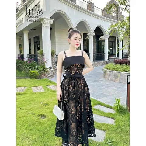 VÁY REN HOA VINTAGE CỘT EO DÂY PHỐI DÂY KÉP  Giá 420k Hàng có sẵn giao ngay Hàng ren cao cấp