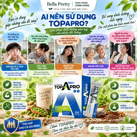Thực Phẩm Bổ Sung TOPAPRO – Protein Thực Vật Từ Đậu Hà Lan, Bổ Sung Acid Amin Thiết Yếu & Khoáng Chất
