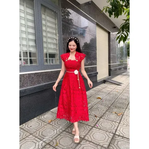 Đầm ren đỏ cao cấp