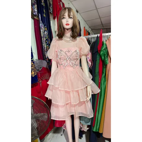 Đầm tầng cao cấp đính kết đá Hàng có sẵn giao ngay Giá 450k Màu hồng baby Size SML, eo dưới 76cm mặc đẹp