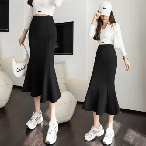 Chân Váy Đuôi Cá Dáng Dài Form Ôm Xòe tôn dáng siêu đẹp Chất Liệu Umi Hàn cao cấp,Co Giãn  Chiều dài chân váy 86cm