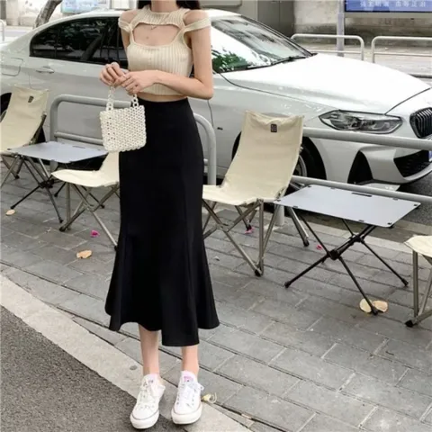 Chân Váy Đuôi Cá Dáng Dài Form Ôm Xòe tôn dáng siêu đẹp Chất Liệu Umi Hàn cao cấp,Co Giãn  Chiều dài chân váy 86cm