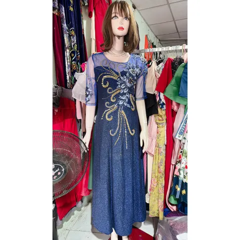 Đầm dạ hội đính kết Hàng có sẵn giao ngay Eo dưới 100cm mặc đẹp Giá 390k, chất liệu co giãn dễ mặc