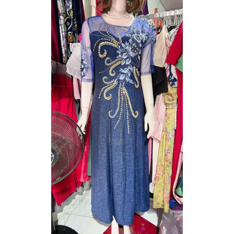 Đầm dạ hội đính kết Hàng có sẵn giao ngay Eo dưới 100cm mặc đẹp Giá 390k, chất liệu co giãn dễ mặc