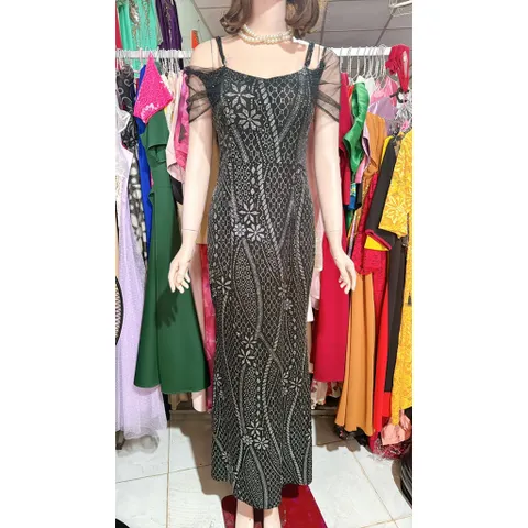 Dạ hội kim sa siêu đẹp, có sẵn mút ngực , có thể mặc 2 kiểu lên vai hay trễ vai đều đẹp, co giãn dễ mặc Eo dưới 100cm