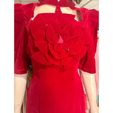 Set áo dài nhung màu đỏ đô + kèm quần Hàng có sẵn giao ngay XL Đủ size SMLXL eo dưới Chất liệu nhung cao cấp
